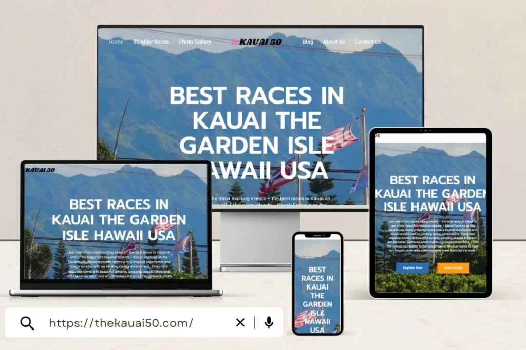 Responsive website displayed on different devices