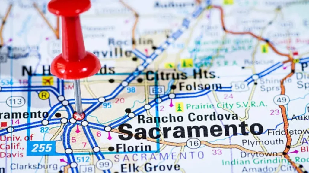 Sacramento map showing neighborhoods and service areas for Gravity360 services