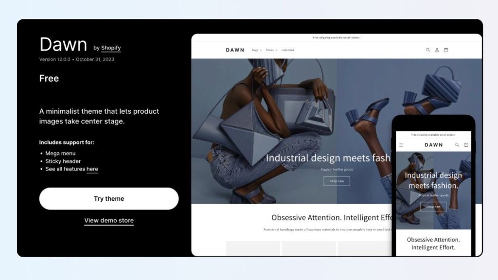 Shopify Dawn theme optimized for speed and performance